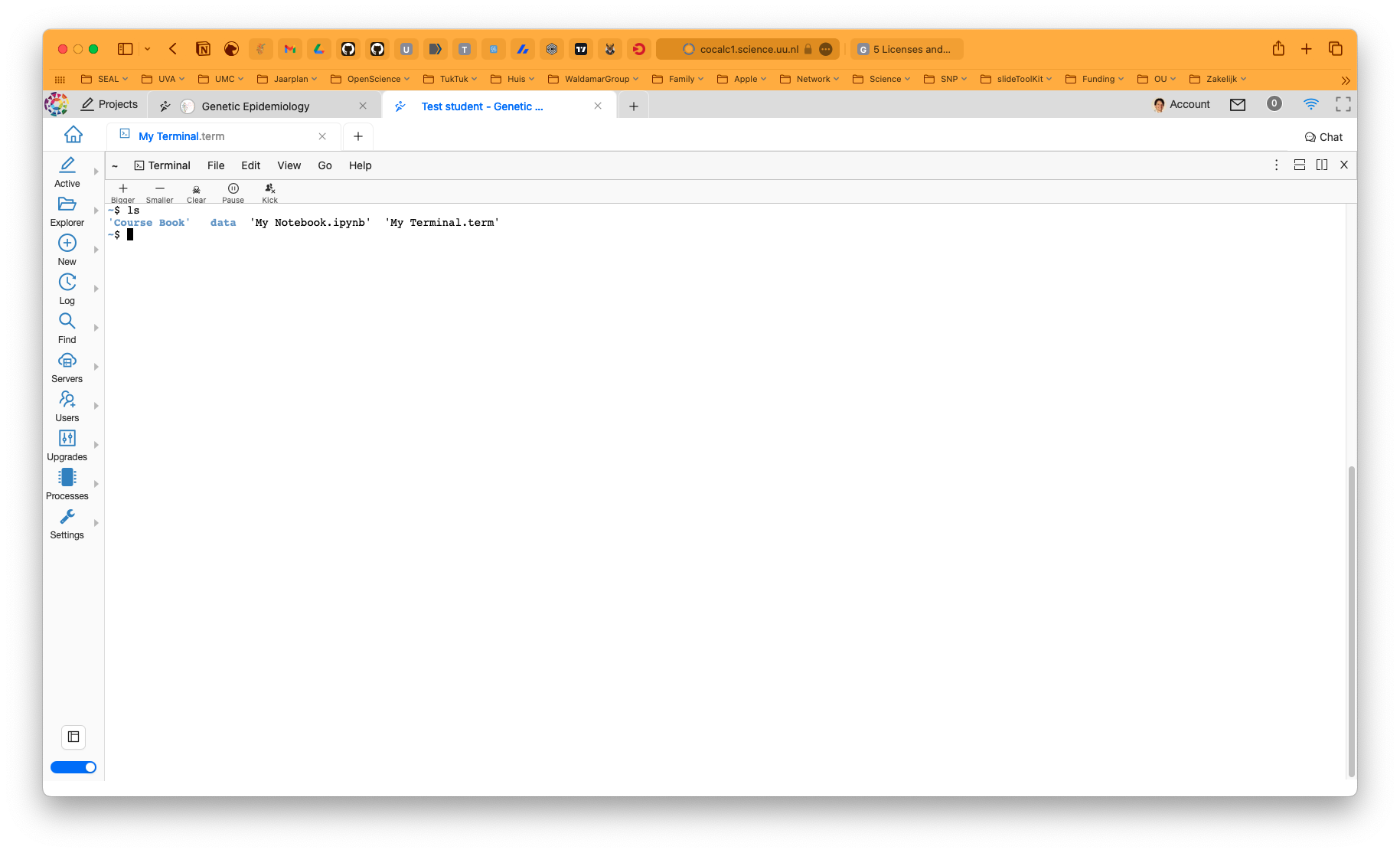 CoCalc listing the contents of the directory.